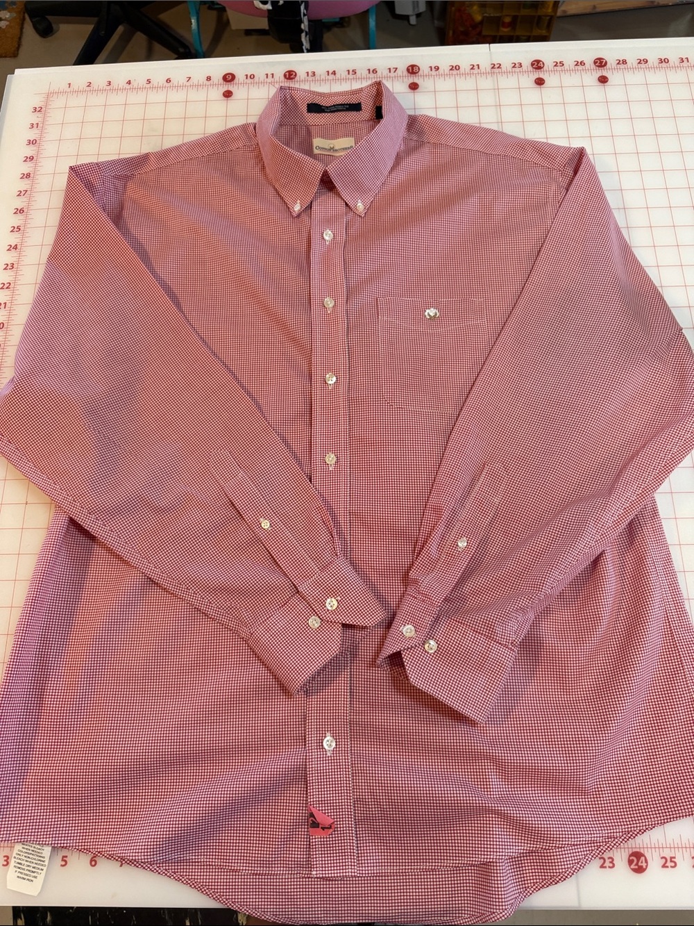 Men's Red Microcheck Button-Down Dress Shirt